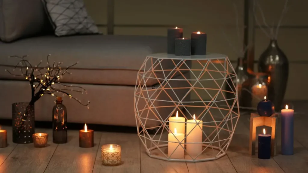 Velas aromáticas para uma sala relaxante